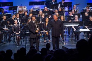 Alain Trudel and Mark Hopkins performing the Trombone Concerto by Robert Bourgeois, May 13, 2016, Centrepoint Theatre, Ottawa, ON